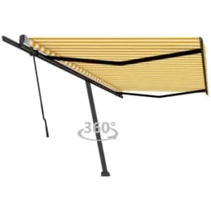 Freestanding Manual Retractable Awning 500x350cm Yellow/White Vidaxl Yellow