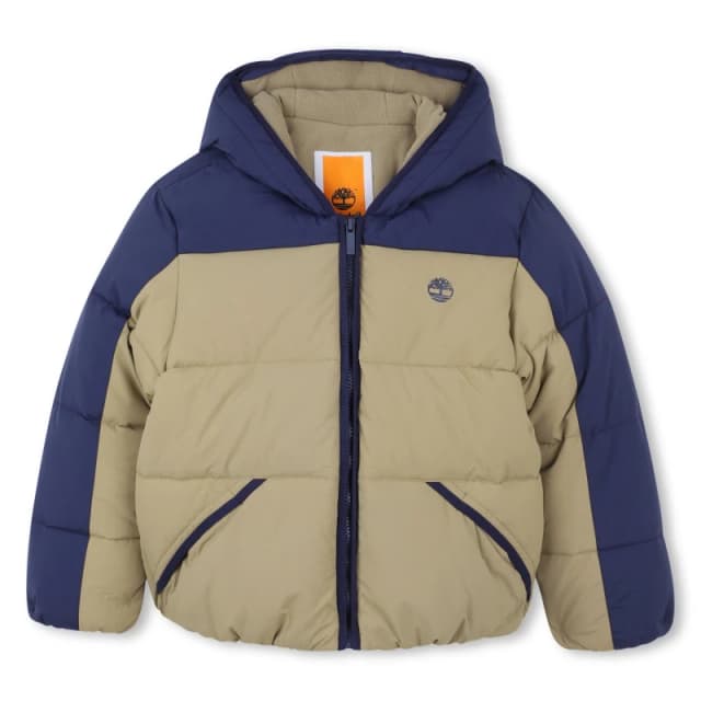 Timberland Kids Timber colour Block Medium Puffer Jacket Khaki/Navy male 4 Years