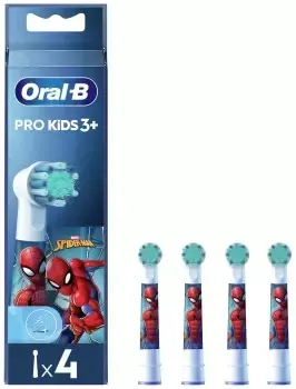 Oral B Pro Spiderman Kids Electric Heads Toothbrush 4Pcs