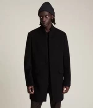 AllSaints Mens Manor Wool Coat, Black, Size: 44