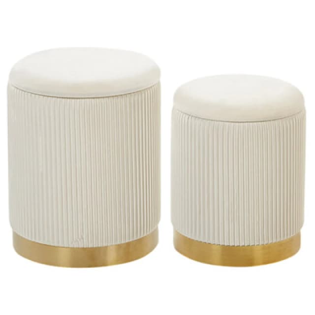 Beliani Set Of 2 Storage Pouffes Miramar Velvet White
