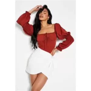 I Saw It First White Woven Knot Front Mini Skirt - White