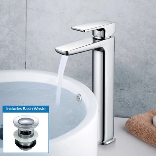 NES HOME Nes Home - Finn Basin Mixer Tall Tap Chrome with Waste TAP1503+WST