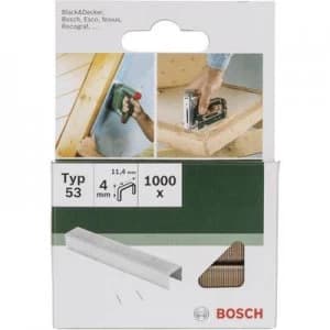 Staple type 53 1000 pcs Bosch Accessories 2609255857 Clip type 53 Dimensions (L x W) 4mm x 11.4 mm