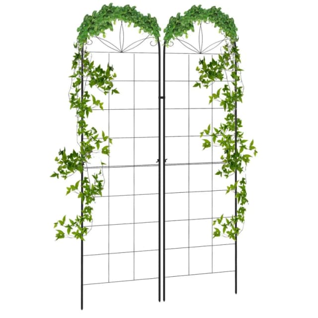 Outsunny 2pk Grid Design Metal Trellis, Black 84H-053V00BK