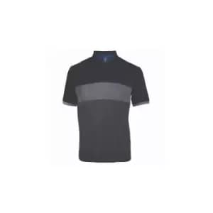 Island Green Colour Block Polo - Char/Grey/Marine - L