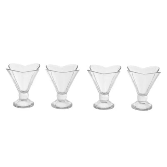 Premier Housewares Elegant Set Of Four Flora Sundae Dishes, Durable Sundae Glasses For Desserts, Versatile Ice Cream Bowls Clear