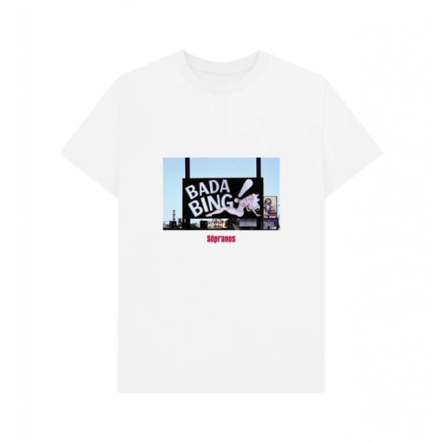 The Sopranos Mens Bada Bing Club T-Shirt in White Size: Small White Male S