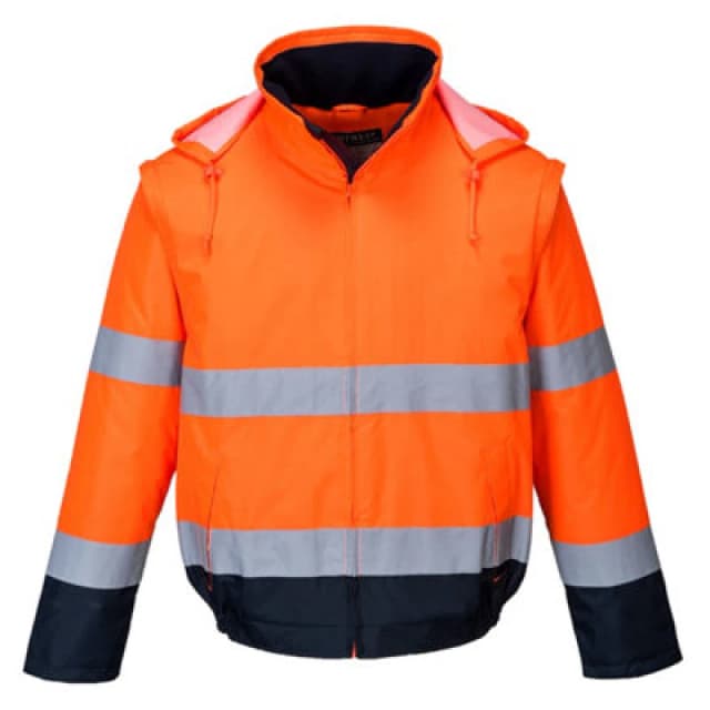 Portwest Essential 2 in 1 Waterproof Hi Vis Jacket C464ONRL Colour: Orange / Navy