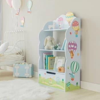 Fantasy Fields Hot Air Balloon Bookshelf Nursery Room Kids wooden Furniture Pastel TD-13124A - Blue/ Multi-color