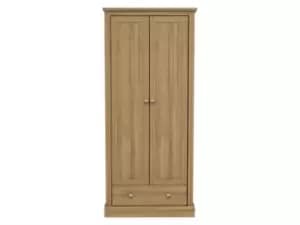 LPD Devon 2 Door 1 Drawer Oak Double Wardrobe Flat Packed