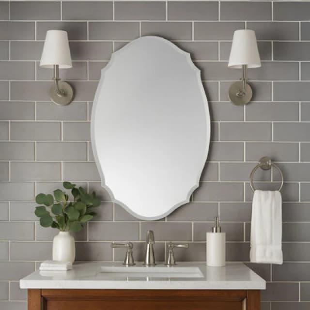 Neo Ellipse Frameless Wall Mirror 60X40Cm Frameless Bevelled Edge For Modern Home Decor