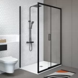 1200x700mm Black Rectangular Sliding Shower Enclosure - Pavo