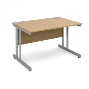 Momento straight desk 1200mm x 800mm - silver cantilever frame and oak