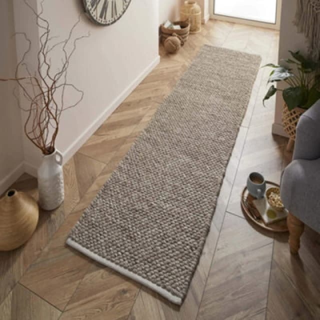 Melrose Hand Woven Taupe Sahara Wool Indoor Area Runner Rug 060/230Cm