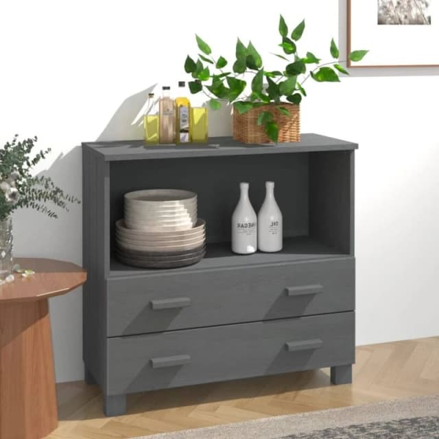 VIDAXL Sideboard HAMAR Dark Grey 85x35x80cm Solid Wood Pine vidaXL 8720286818442