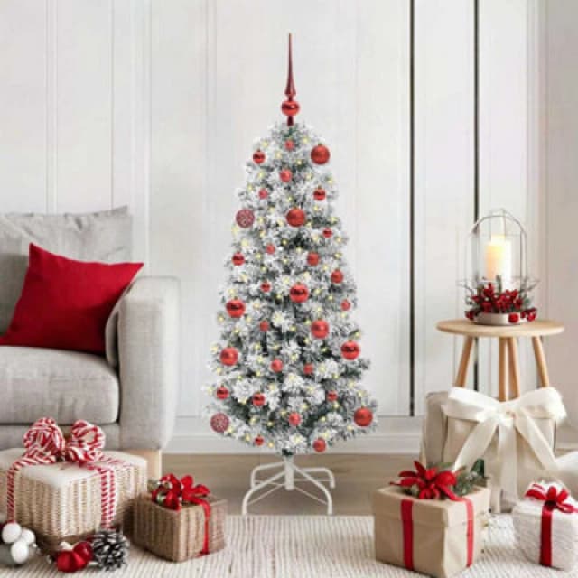 Vidaxl Artificial Hinged Christmas Tree Green And White 120 Cm