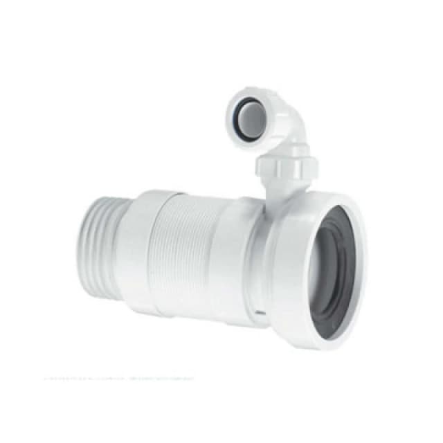 McAlpine WC-F26SV 97-107mm Inlet x 3.5"/90mm Outlet Straight Flexible WC Connector with 1.25 Universal Vent Boss. White