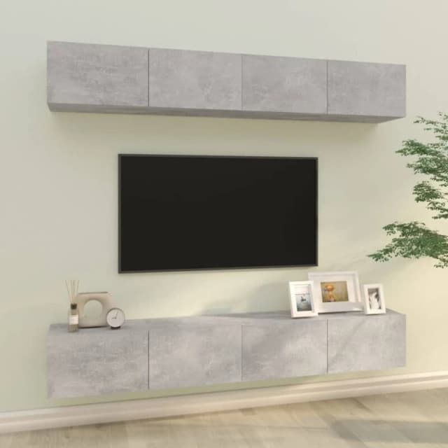Vidaxl Wall TV Cabinets 4 Pcs Concrete Grey 100X30X30 Cm, Grey 3114193