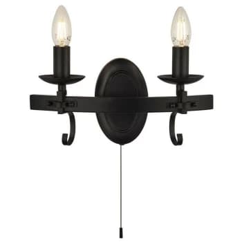 Searchlight CARTWHEEL - 2 Light Candle Wall Light - Black