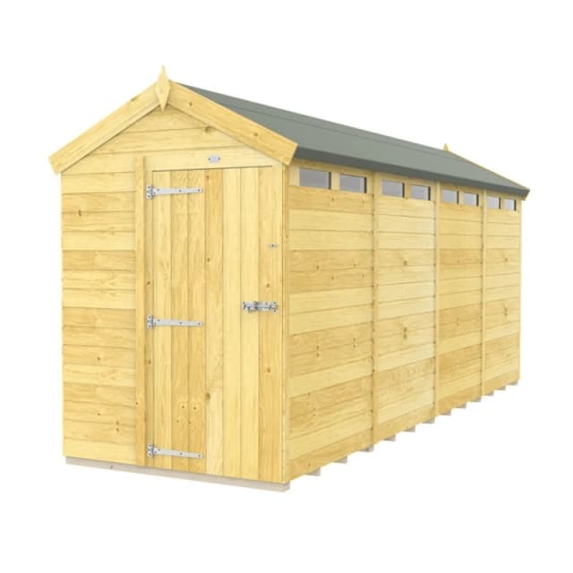 Buttercup Farm 5 x 16 Feet Apex Security Shed - Single Door - L472 x W147 x H217cm in Brown Brown Unisex