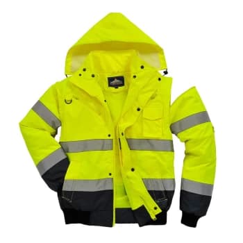 Oxford Weave 300D Class 3 Hi Vis Contrast BomberJacket Yellow / Navy 2XL