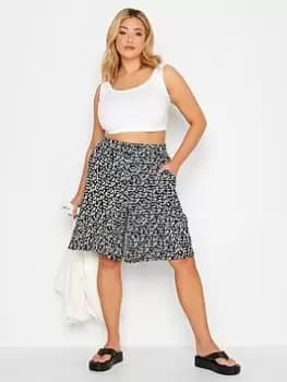 Yours Mono Print Jersey Short Floral - Black, Size 16, Women