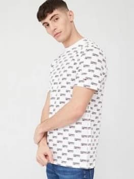 Tommy Jeans Allover Logo Short Sleeve T-Shirt - White