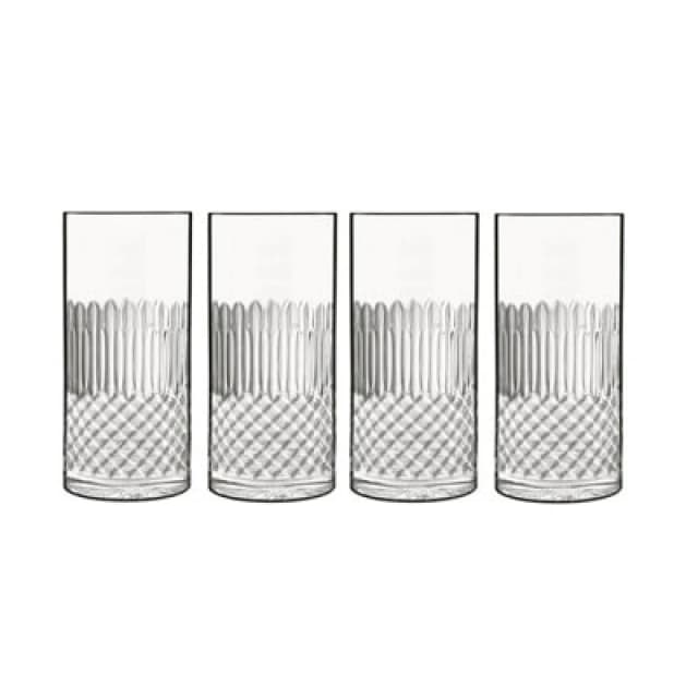 Luigi Bormioli Diamante Hi-Ball Glasses - Dishwasher Safe, 480 ml - Pack of 4 Clear