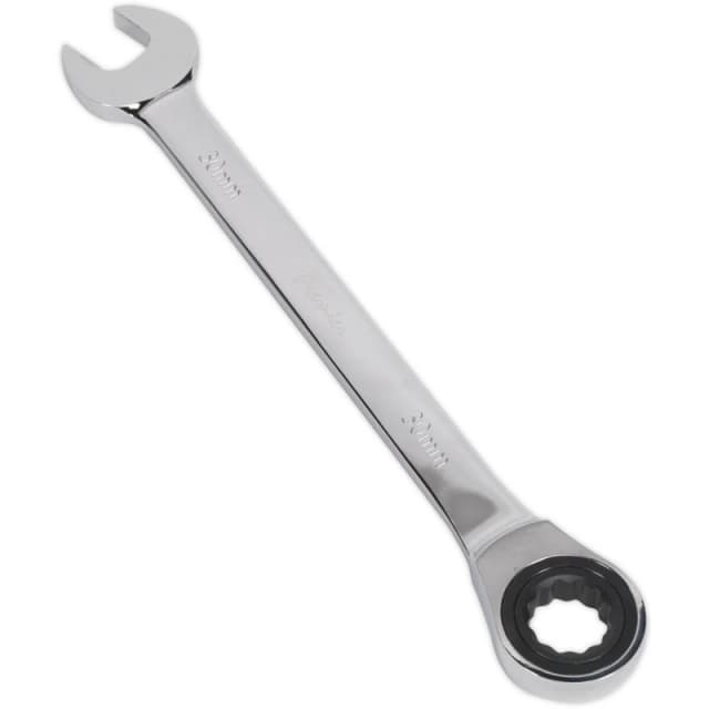 Loops 30mm Ratchet Combination Spanner - Chrome Vanadium Steel - 72 Tooth Ratchet Ring Metallics