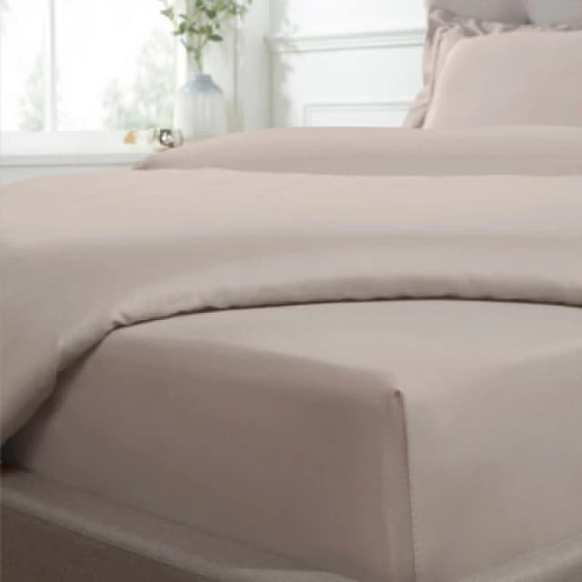 Smart Living Smart Living Luxurious 300 Thread Count 100% Cotton Sateen Anti-Allergy Fitted Sheet in Beige Size: Single Fitted Beige Single Fitted U