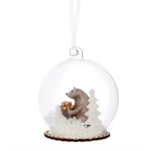 Bear with Gift Dome Bauble