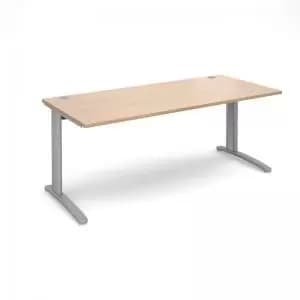 TR10 straight desk 1800mm x 800mm - silver frame and beech top