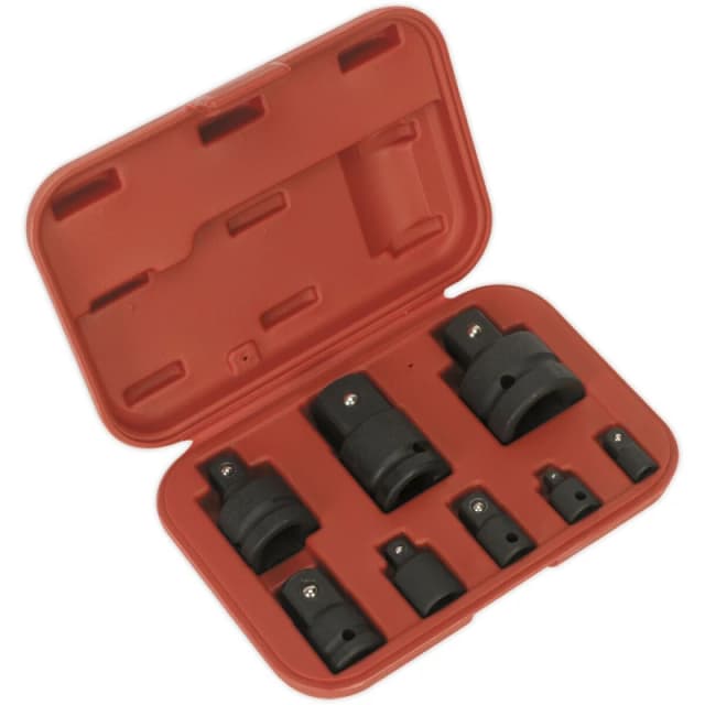 Loops 8 Piece Impact Wrench Socket Adaptor Set - Drop Forged Steel - Storage Case Metallics