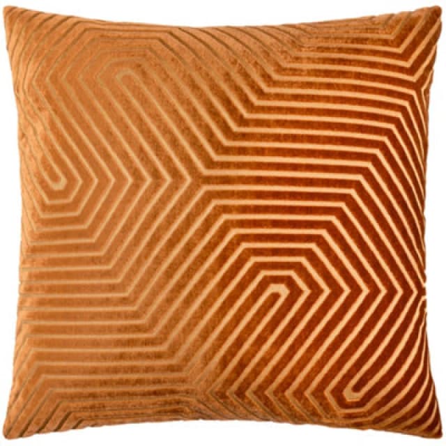 Paoletti Paoletti Evoke Cut Velvet Cushion in Orange Size: 55cm x 55cm Orange 55cm x 55cm Unisex 5025532354402