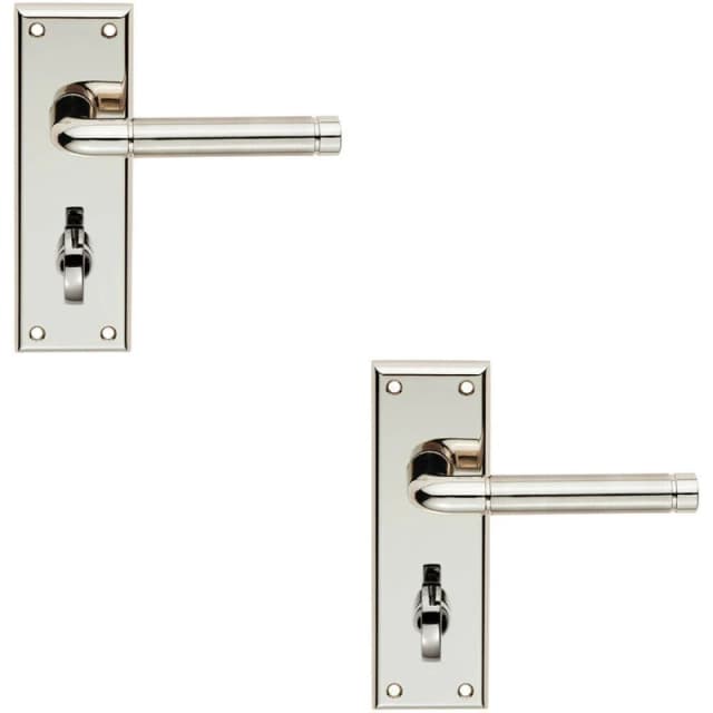 Loops 2x PAIR Round Bar Lever on Bathroom Backplate 150 x 50mm Polished & Satin Nickel Metallics