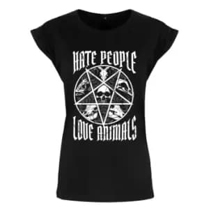 Grindstore Womens/Ladies Hate People Love Animals T-Shirt (M) (Black/White)