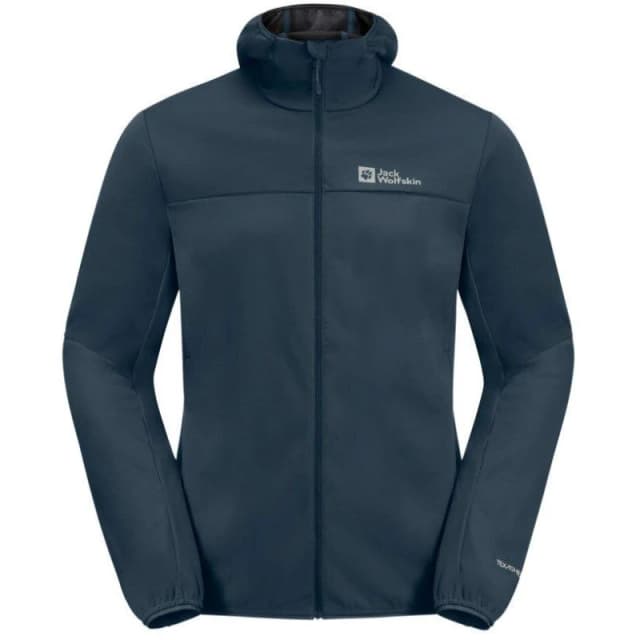 Jack Wolfskin Mens Feldberg Water Resistant Windproof Hooded Long Sleeve Softshell Jacket Midnight Sky male Small