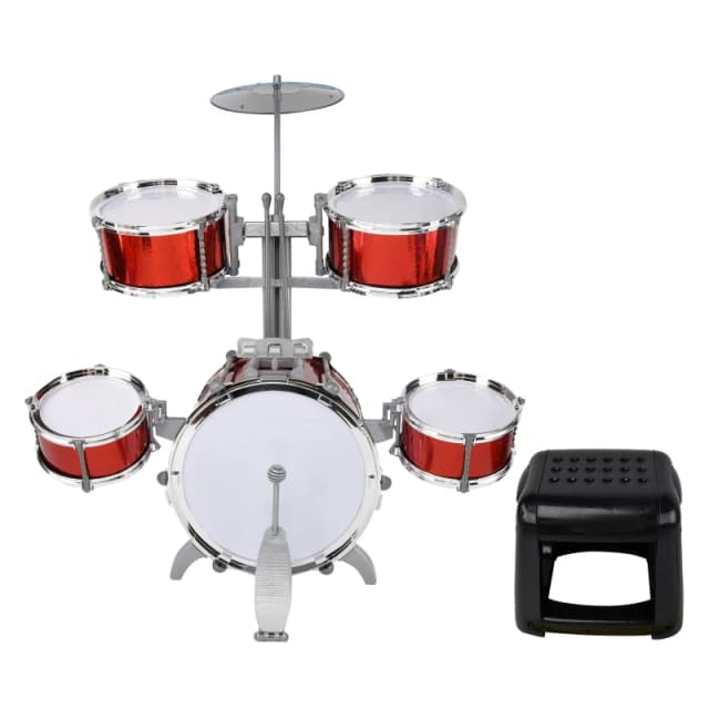 Toylife Toy Drum Set and Stool - Red Red One Size