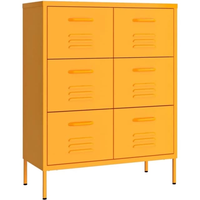 VIDAXL Drawer Cabinet Mustard Yellow 80x35x101.5cm Steel vidaXL 8720286564585