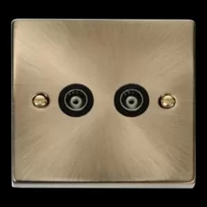 Click Scolmore Deco 2 Gang Isolated Co-Axial Socket - VPAB159BK