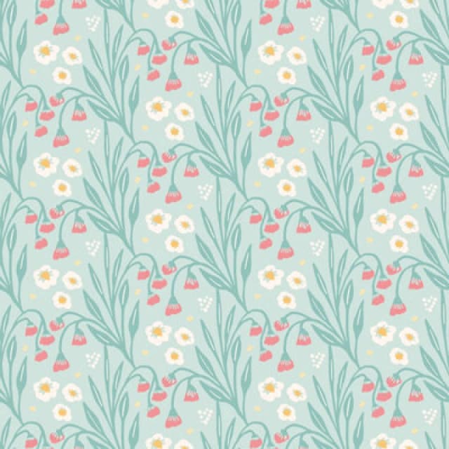 Hoopla Walls Meadow Stripe Seafoam & Coral Smooth Matt Wallpaper