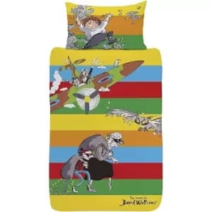David Walliams Gangsta Granny Stripe Duvet Cover Set (Single) (Yellow/Red/Blue)