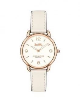 Coach Coach Delancey Slim White Dial Rose Tone Case Chalk Strap Watch