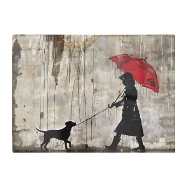 Warren Reed Designer Rainy Day Walk With Red Umbrella Chopping Board