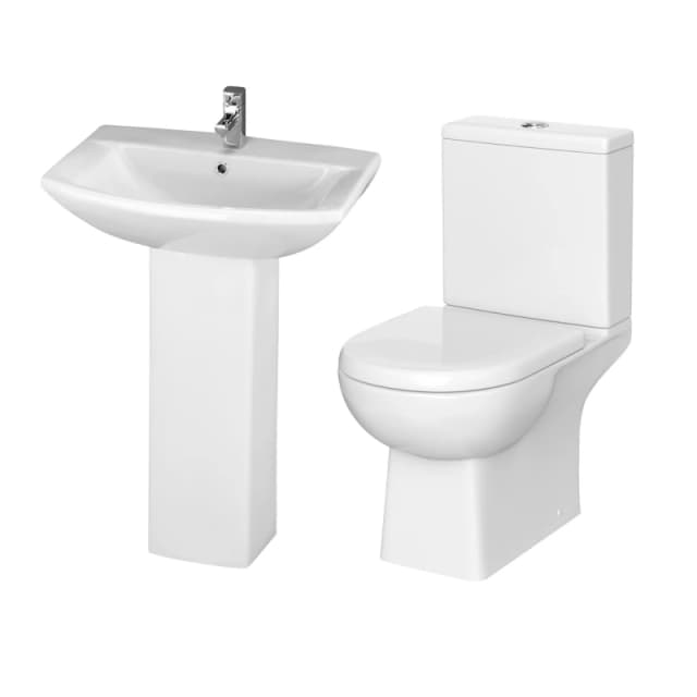Balterley Close Coupled Toilet Pan Cistern Seat Basin Full Pedestal White unisex