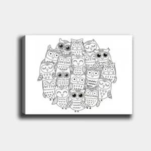 MANDALA14 White Black Decorative Canvas Painting