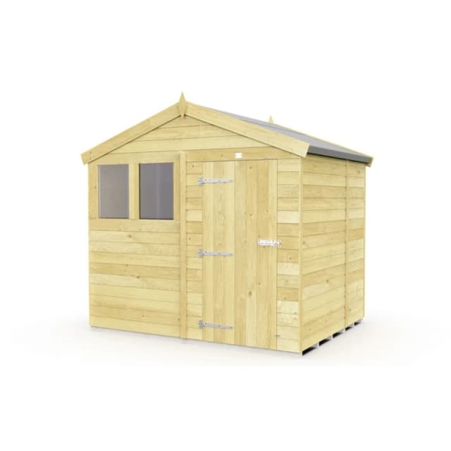Buttercup Farm 8 x 5 Feet Apex Shed - Single Door W/ Windows - L158 x W231 x H217cm in Brown Brown Unisex