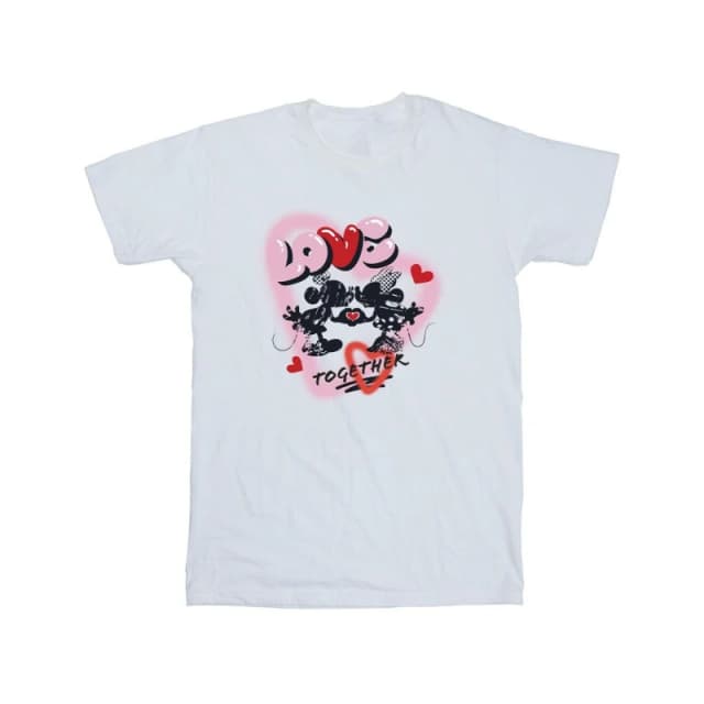 Disney Men Love Together Mickey & Minnie Mouse T-Shirt in White Size: Small White S Male 5063376316231