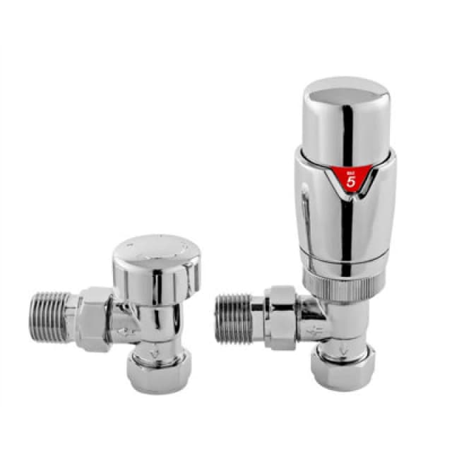 Balterley Luxury Angled Thermostatic Radiator Valves Sold in Pairs Chrome Silver unisex
